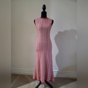 Victoria Beckham Red and White Maxi Dress